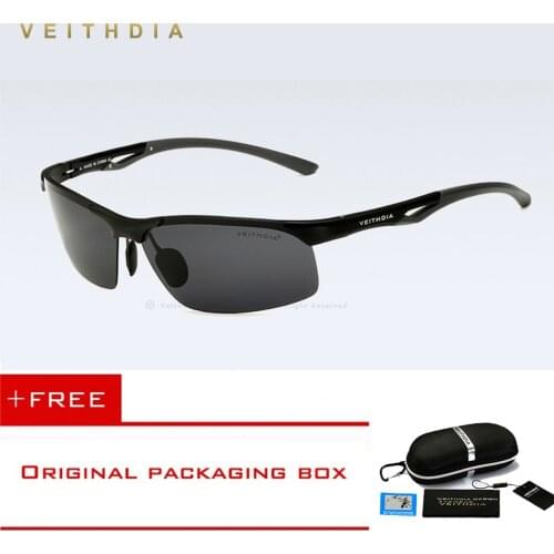 VEITHDIA Aluminum Magnesium Semi-rimless Polarized Sunglasses Men Driving Sun Glasses Eyewear Accessories oculos male shades