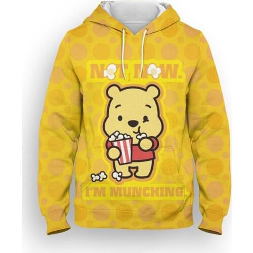 Hoodies For Men Disney Cartoon Anime Winnie the Pooh 3D Print Boy Girl Kids Pullover Spring Fashion Women Sweatshirts