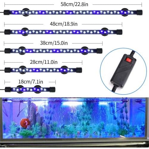 Waterproof Aquarium Lights Submersible Lights Fish Tank Light Underwater Blue/White LED Landscaping Decorative Lamp Light