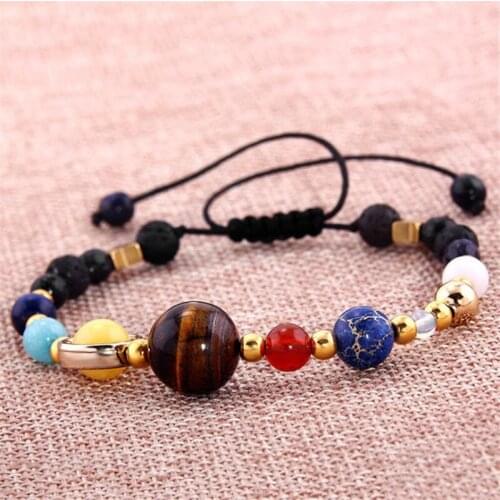 WWLB Galaxy Solar System Bracelet Universe Eight Planets Natural Stone Stars Earth Moon Bracelet For Women Man Fashion Jewelry