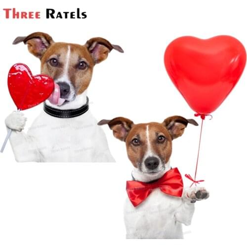 Three Ratels A94 Funny 3D Jack Russell Terrier Dog With Love Motorcycle Bike Stickers Puppy Laptop Decal