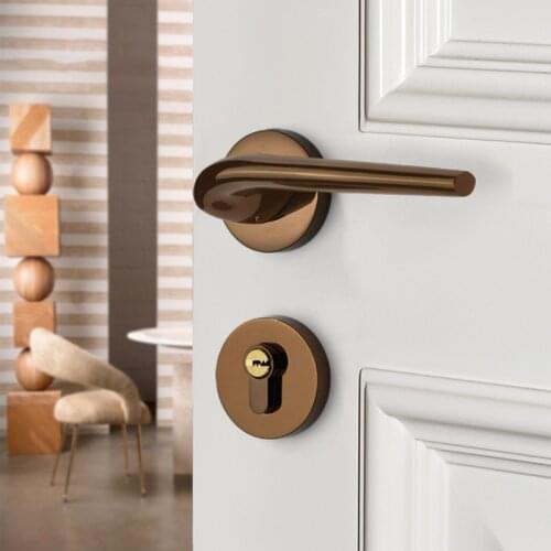 1 Set Modern Style Room Door Lock Zinc Alloy Indoor Bedroom Handle Lock Security Anti-theft Locks Hardware Accessories
