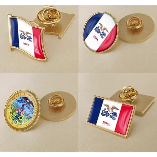 Seal of Iowa State of United States of America Flag Lapel Pins/Broochs/Badges