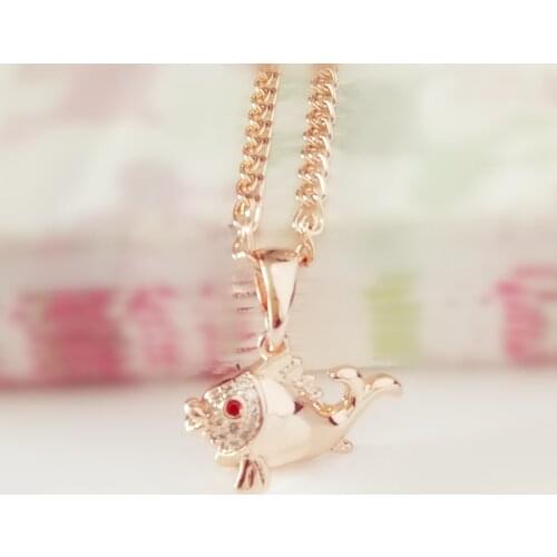 Women Pendant 585 Rose Gold Color Women Jewelry Cubic Zircon Cute Fish Shape Pendants Designs for Girls