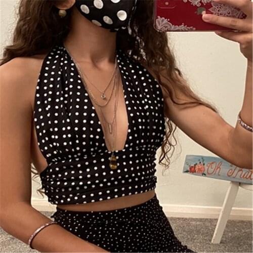 Female Camisole, Adults Plaid Halterneck Sleeveless Crop Tops Short Vest for Summer, S/M/L