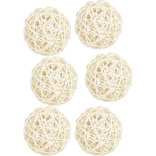 6Pcs Wicker Rattan Ball Home Garden Lighting Hanging Ornaments Rustic Vintage Birthday Nursery Lights Cover Decoration