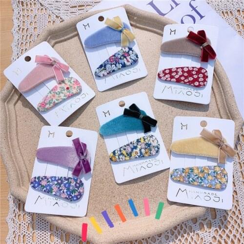 2021 New Korean Style Cute Girl Hairpins Bowknot Floral Water Drop Hair Clips for Children Fashion Hair Accessories