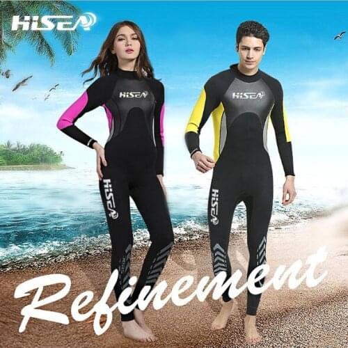 Hisea 3mm couple diving suit long-sleeved surf clothing outdoor warm sun protection clothing drifting snorkeling suit