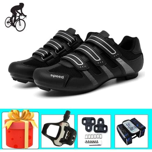 Road Bike Sneakers Breathable Self-locking Zapatillas Ciclismo Riding Bicycle Shoes Add Pedals Wear-resistant Cycling Flat Shoes