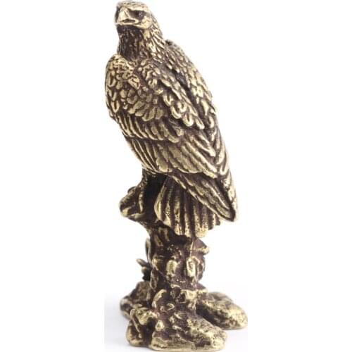 Brass Fengshui Handmade Fortune Eagle Statue Home Office Decoration Hawk Figurine Craft Desktop Ornament Gifts