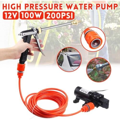 12V 100W 200PSI High Pressure Car Electric Wash Pump Sprayer Kit Auto Washer Sprayer Cleaning Machine Set with Car Charger