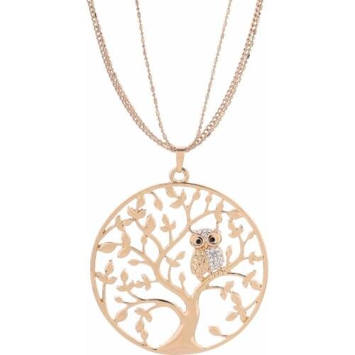 Lureme Tree of Life Necklace Family Tree with Owl Pendant Necklace Chain Necklace (nl006068)