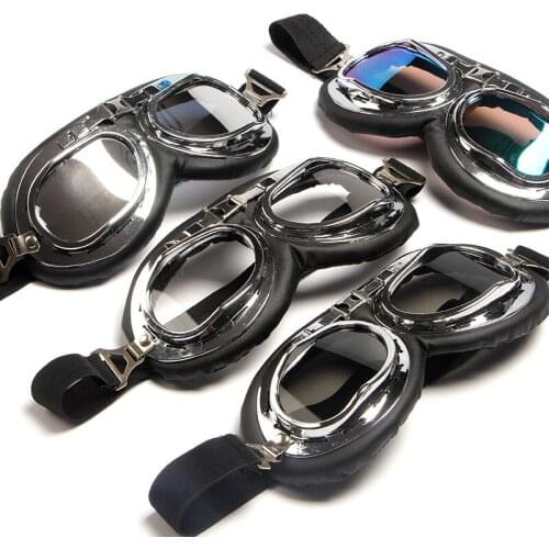 Retro Motorcycle Goggles Glasses Vintage Moto Classic Motocross Goggles for Harley Pilot Steampunk MX ATV Bike Copper Helmet