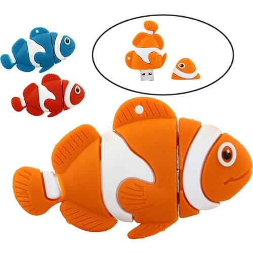 Retail Cartoon Finding Nemo Funny Clown Fish Usb Flash Drive Pen Drive Memory Stick U Disk 4GB 8GB 16GB 32GB Pendrive Gift
