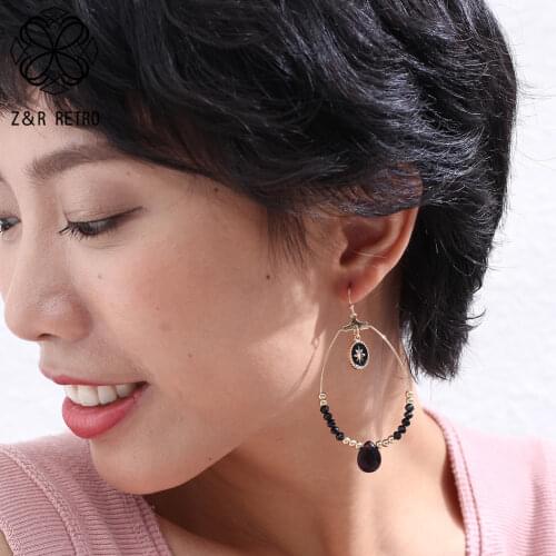 Gold Color Earrings Jewelry For Women Statement Geometric Pendientes Beads Hanging Suspension Accessories Fashion Christmas Gift