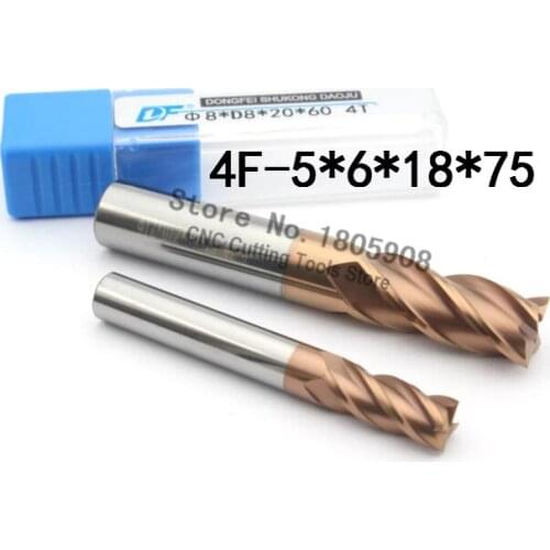 1PCS HRC60 Long carbide alloy cutter 4F-5*6*18*75L,high quality tungsten steel milling cutter,CNC milling tools, CNC machine