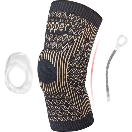 1pc Copper Knee Brace With Patella Gel Pads And Side Stabilizers Basketball Workout Gym Knee Support Sleeve For Arthritis Pain