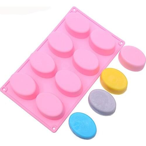 10 pcs 8-Cavity Oval Shape Soap Cake Molds Silicone Chocolate Cake Cookie DIY Fondant Mould Baking Pastry Tools
