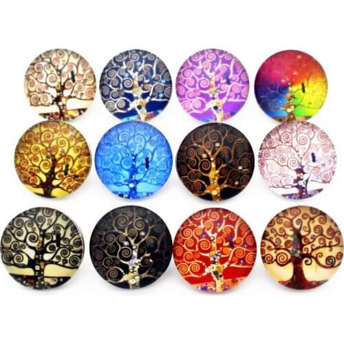 10pcs/lot life tree Glass Snap Buttons Charms 18mm Print Dream tree Buttons Fit DIY Snap Bracelets&Bangle Woman Accessories