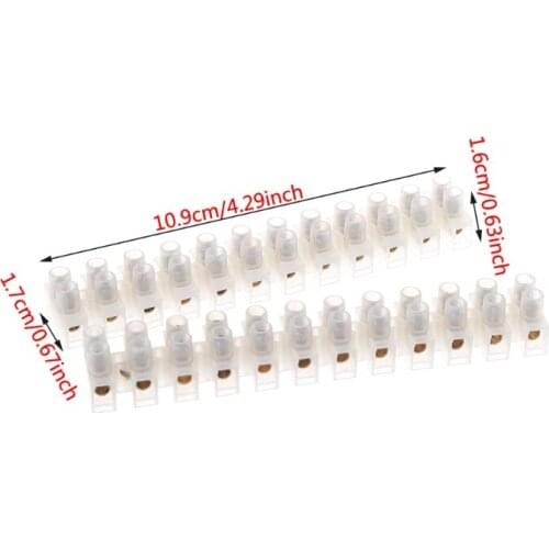 2 Pcs 10A Dual Row Connector 12 Position Wire Barrier Terminal Strip Block New