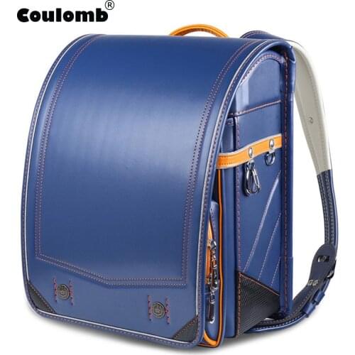 Coulomb 2020 trend Randoseru Children Backpack For Kids Japan School Bag PU Pachwork Japanese Orthopedic Bookbag Mochila Student