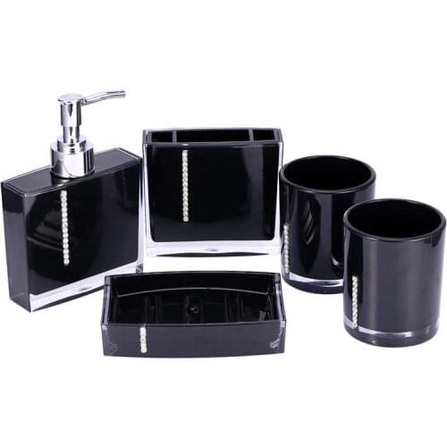5PC/Set Acrylic Bathroom Equipment Emulsion Bottle Toothbrush Holder Soap Dish Gargle Cup Bathroom Hardware Set