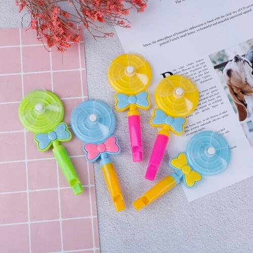 5Pcs Baby Kids Windmill Toy Lollipop Shape Small Windmill Whistle Developmental Outdoor Handle Toys Pinwheel Wind Spinner