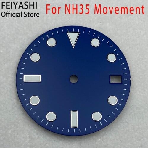 Watches Accessories 28.5mm Green Luminous Single Lens dial For seiko nh35a nh36 movement Submariner series cases