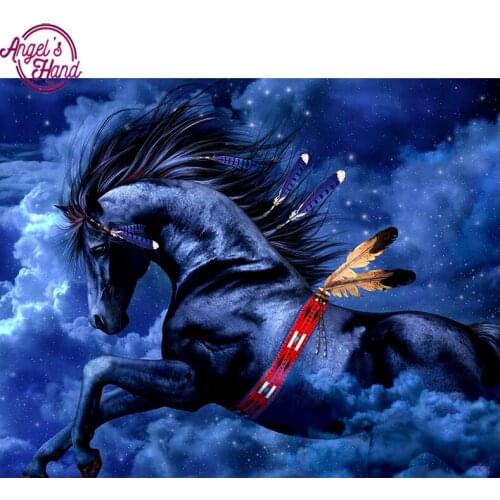 5d diy diamond embroidery black horse diamond painting Cross Stitch full square drill Rhinestone mosaic decoration