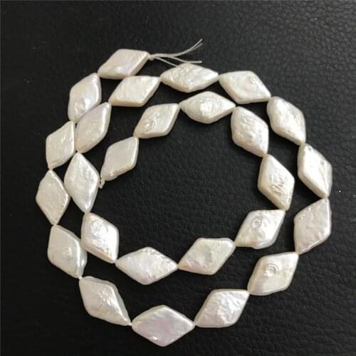 Wholesale 15.5*10*5mm white rhombus freshwater pearl
