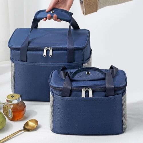 Portable Lunch Bag Thermal Insulation Cooler Handbag Oxford Double Layer Cooler Lunch Bag Bento Pouch Food Picnic Storage Bags