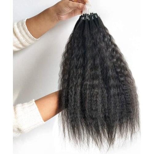 Brazilian Coarse kinky straight Micro Loop ring Human Hair Extensions 100% Remy Human Hair Extension Microlinks 100g 100Strands