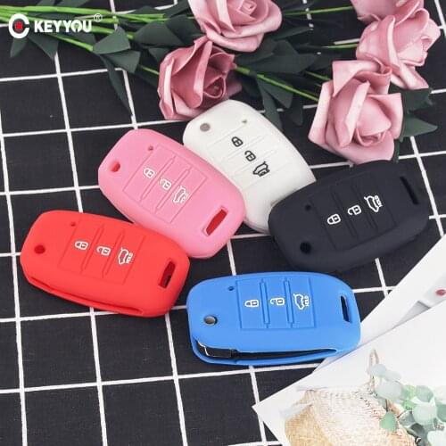KEYYOU 30X Silicone Flip Car Key Case Cover For KIA K2 K3 K4 K5 Sid Rio Soul Sportage Ceed Sorento Cerato 2018 Set Remote Cover