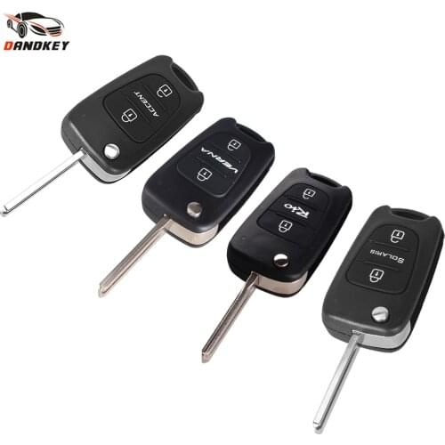 Dandkey For HYUNDAI Accent Verna For KIA Rio Sportage 3 Buttons Replacement Car Key Fob Flip Folding Remote Key Shell