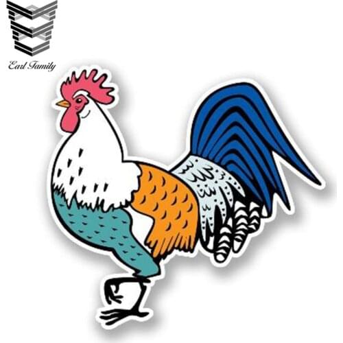 EARLFAMILY 13cm x 12cm Car Sticker Rooster Chicken Hen Decal Cartoon Animal Car Styling Vinyl Graphic Waterproof Car Assessoires