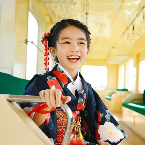 New Japanese ChildrenS Flower Pattern Japanese Kimono Creative Yukata ChildrenS Clothing Girls Performance Costume Dress LC064