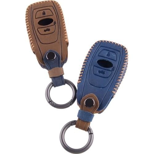 Leather Remote Key Cover Case Fob Shell Holder Fit for Subaru BRZ Forester Impreza STi WRX XV Crosstrek Legacy Outback 2016 2017