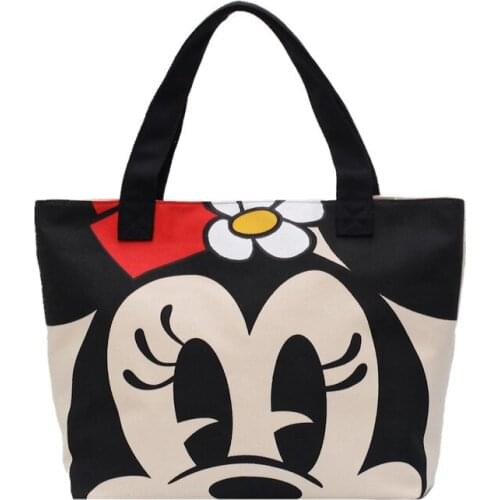 Cartoon Disney Mickey Mouse Trend Handbags Casual bag Fashion mickey Minnie portable canvas bag handcuffs bag Woman School Bags