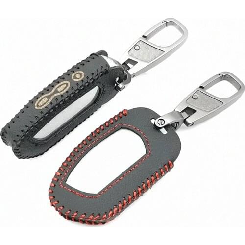 2019 Fashion 100% Leather Key Case Protector Cover Chain for Pandora DXL 4950 DX-90BT DX-91 LCD Two Way Car Alarm Remote Control