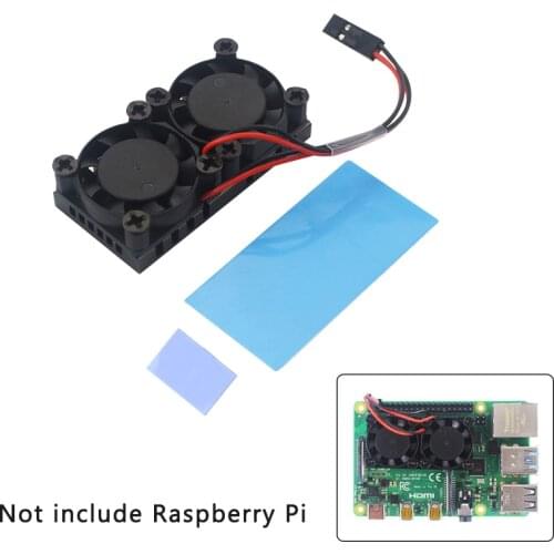 Raspberry Pi 4 B Dual Fan CPU PCB Cooling Fan Cooler Module + Heat Sink for Raspberry Pi 3 Model B+ Plus /3B / 4B