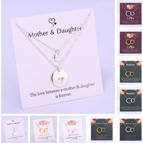 A SET-Mother Daughter Mom Heart Chain Necklaces Couple Lover Mothers Day Sister Best Friends Jewelry Christmas Gift