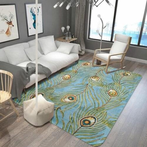 Peacock Feather Printen Carpets For Living Room Coffee Table Floor Mat Bathroom Kitchen Bedroom Anti-slip Kids Rugs Game Tapete