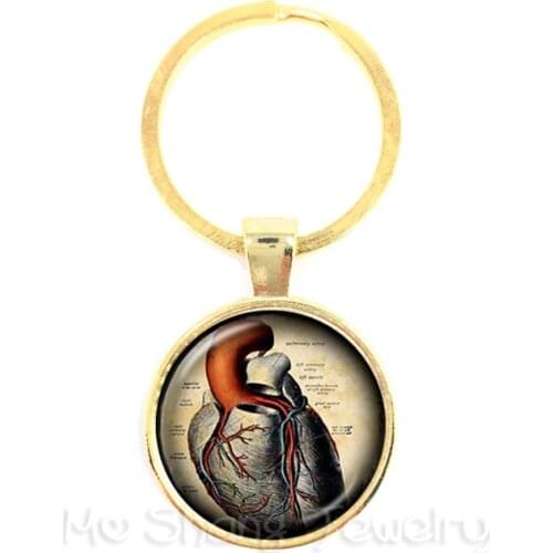 Human Anatomy Brain KeyChain Glass Cabochon Weird Cool Science Doctor keyring Creative Gift For Friends