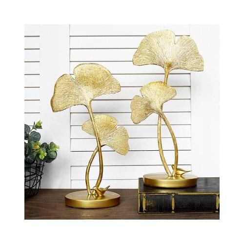 Nordic light luxury ginkgo leaf furnishing pieces of European home soft decoration model room living room creative crafts