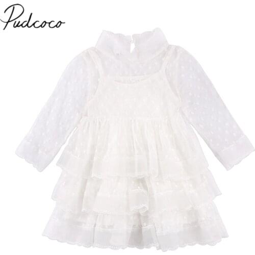 2018 Brand New Toddler Infant Child Fashion Kids Baby Girls Princess Dress Party Dot Lace Tulle Dress Hallow Out Clothes 6M-5T
