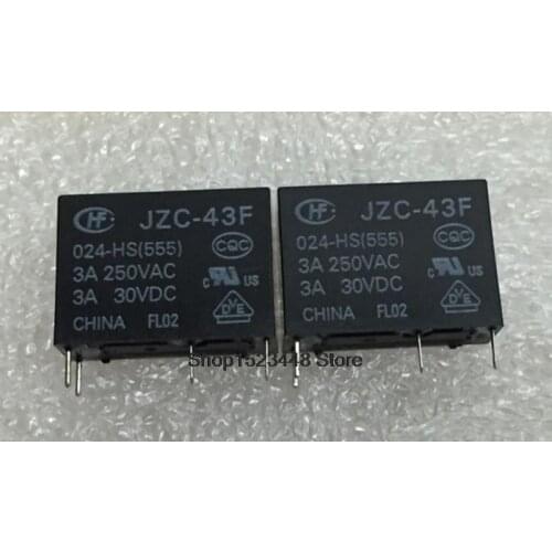 New original 10pcs/lot relay JZC-43F-024-HS JZC-43F 024-HS JZC43F Can replace SRB-SH-124DM1 3A HF43F