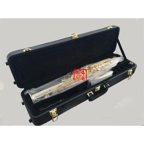 Top New S-9930 B flat Soprano Saxophone Nickel Plated and Gold Key Straight Sax Musical Instruments Professional level