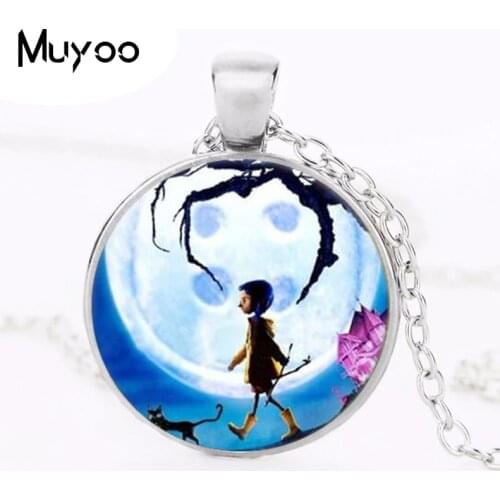 New Coraline Photo Cabochon Glass Tibet Round Chain Pendant Necklace HZ1