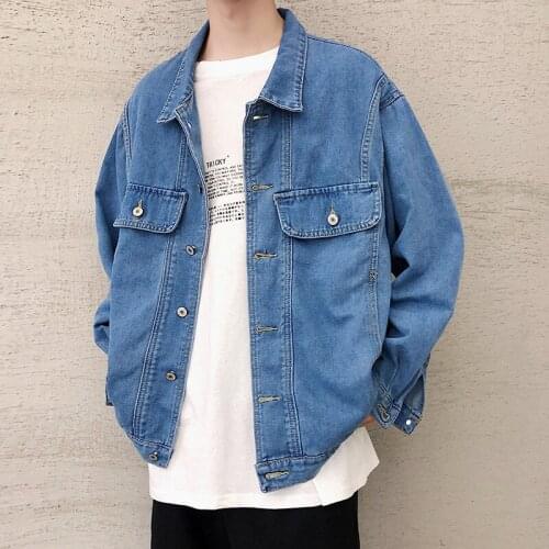 Wholesale Denim jacket male spring and autumn trend handsome all-match clothes Korean casual gown loose student tooling jacket