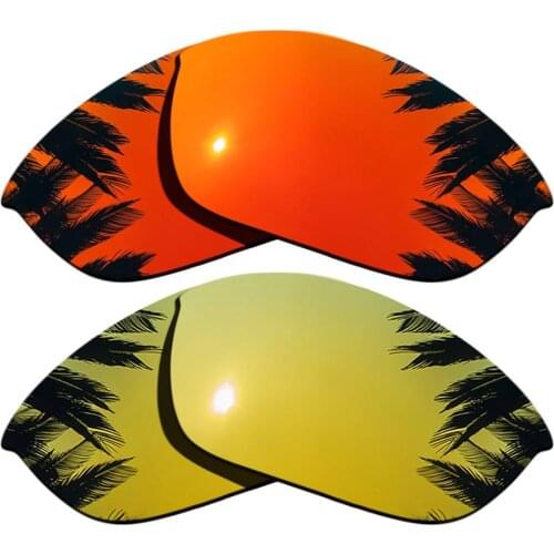 Orange Red Mirrored & 24K Gold Mirrored Polarized Replacement Lenses for Half Jacket 2.0 Frame 100% UVA & UVB